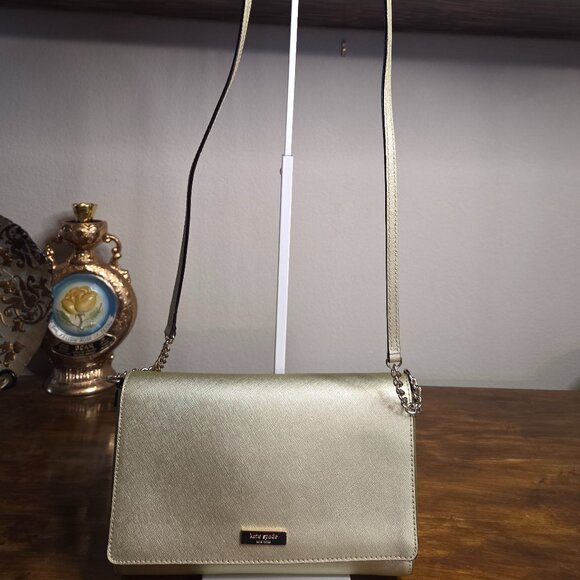 EUC Kate Spade Gold Cross Body shoulder bag - Picture 2 of 14